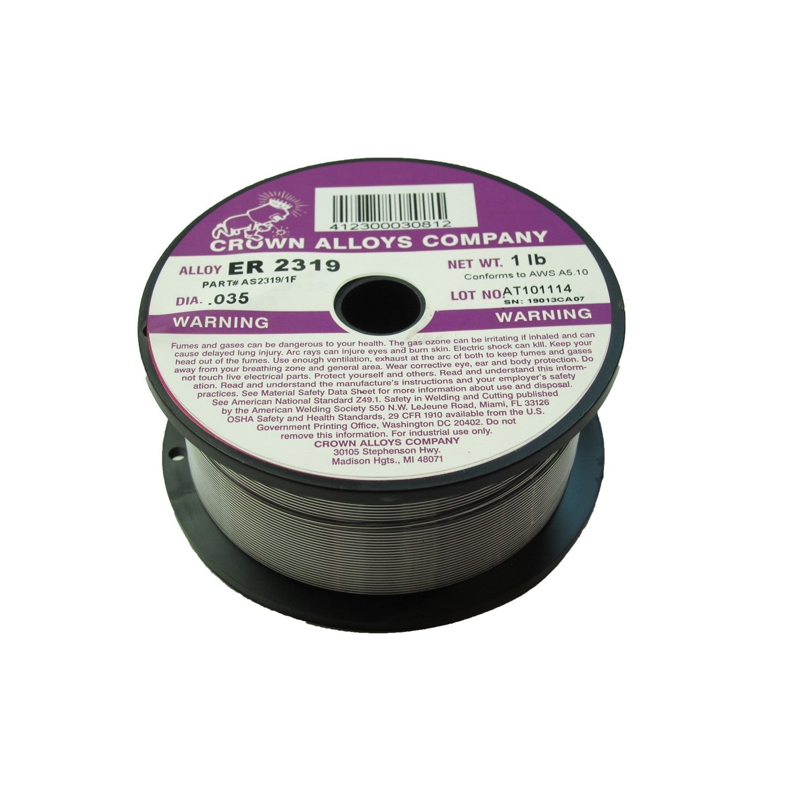 Crown Alloy .035 x 1# ER 2319 Aluminum MIG 1 lb SPOOL (AS2319/1F)