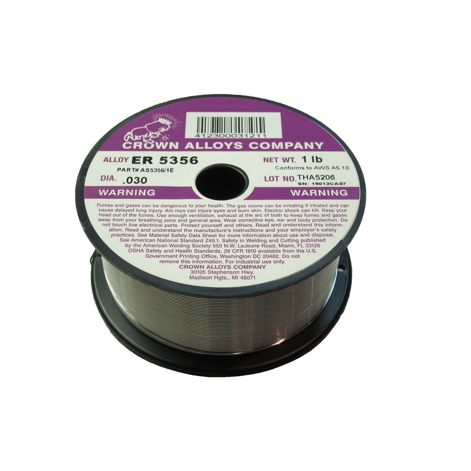 Crown Alloy .030 x 1# ER 5356 Aluminum MIG 1 lb SPOOL (AS5356/1E)