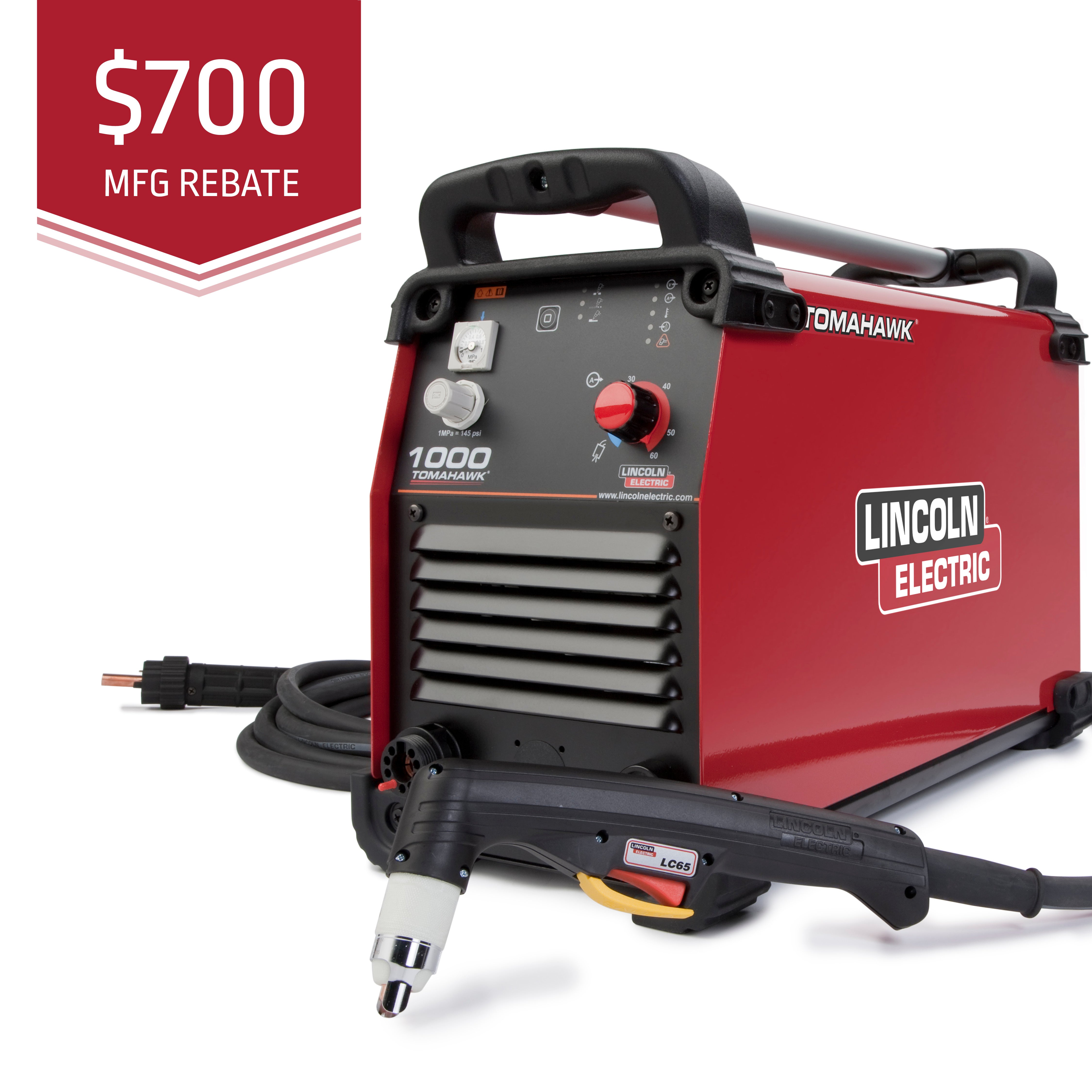 Lincoln Tomahawk 1000 Plasma Cutter with 25 Ft Hand Torch (K2808-1)