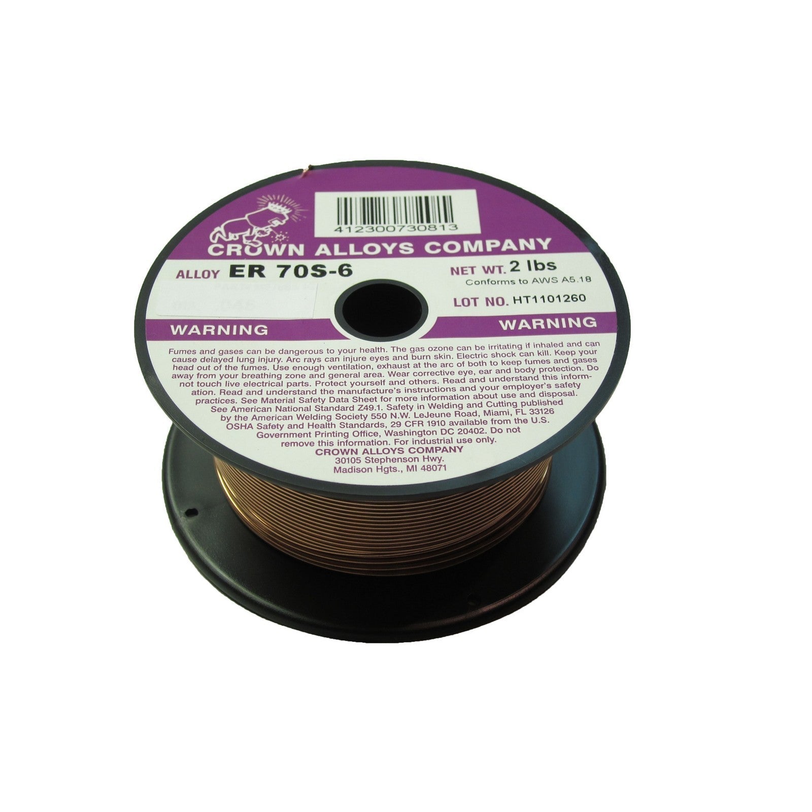 Crown Alloy .035 x 2# ER 70S-6 Steel MIG 2 lb SPOOL (MS70S6/1F)