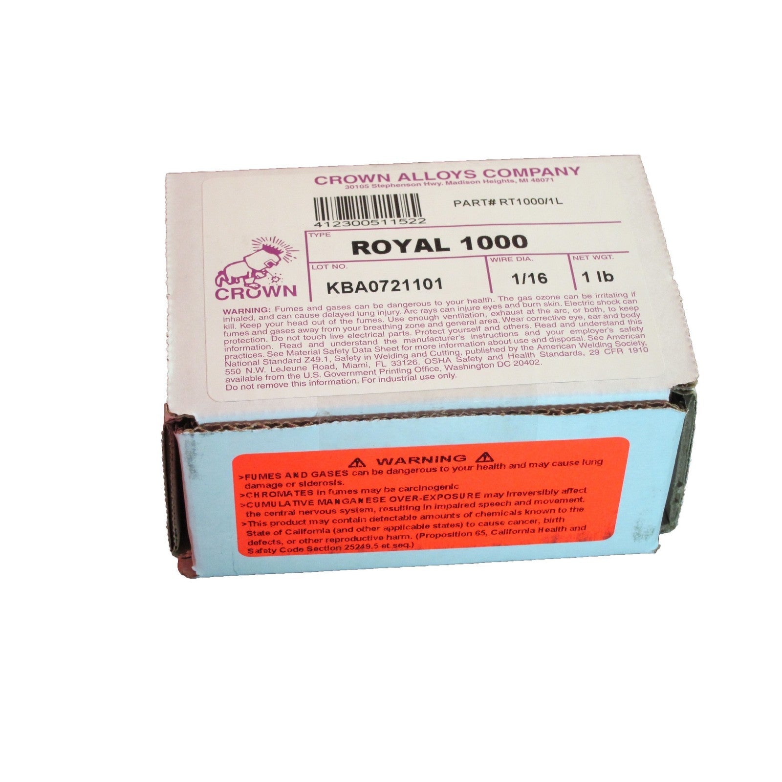 Crown Alloy 1/16 x 1# ROYAL 1000 General Purpose SOLDER 1 lb SPOOL (RT1000/1L)