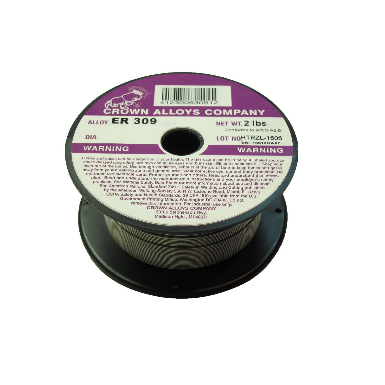 Crown Alloy .045 x 2# ER 309 Stainless Steel MIG 2 lb SPOOL (SS309/1G)