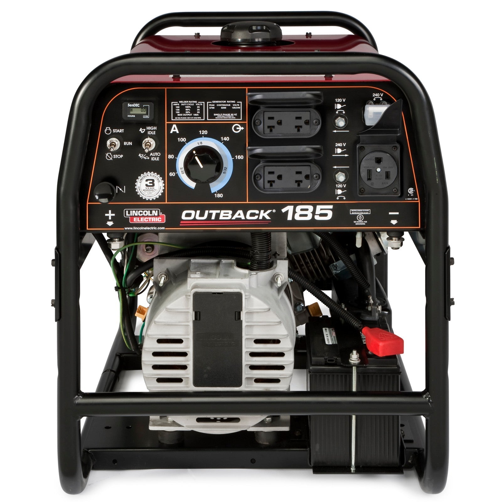 Lincoln Outback 185 Engine Welder Generator w/ Cover (K2706-2, K2804-1)