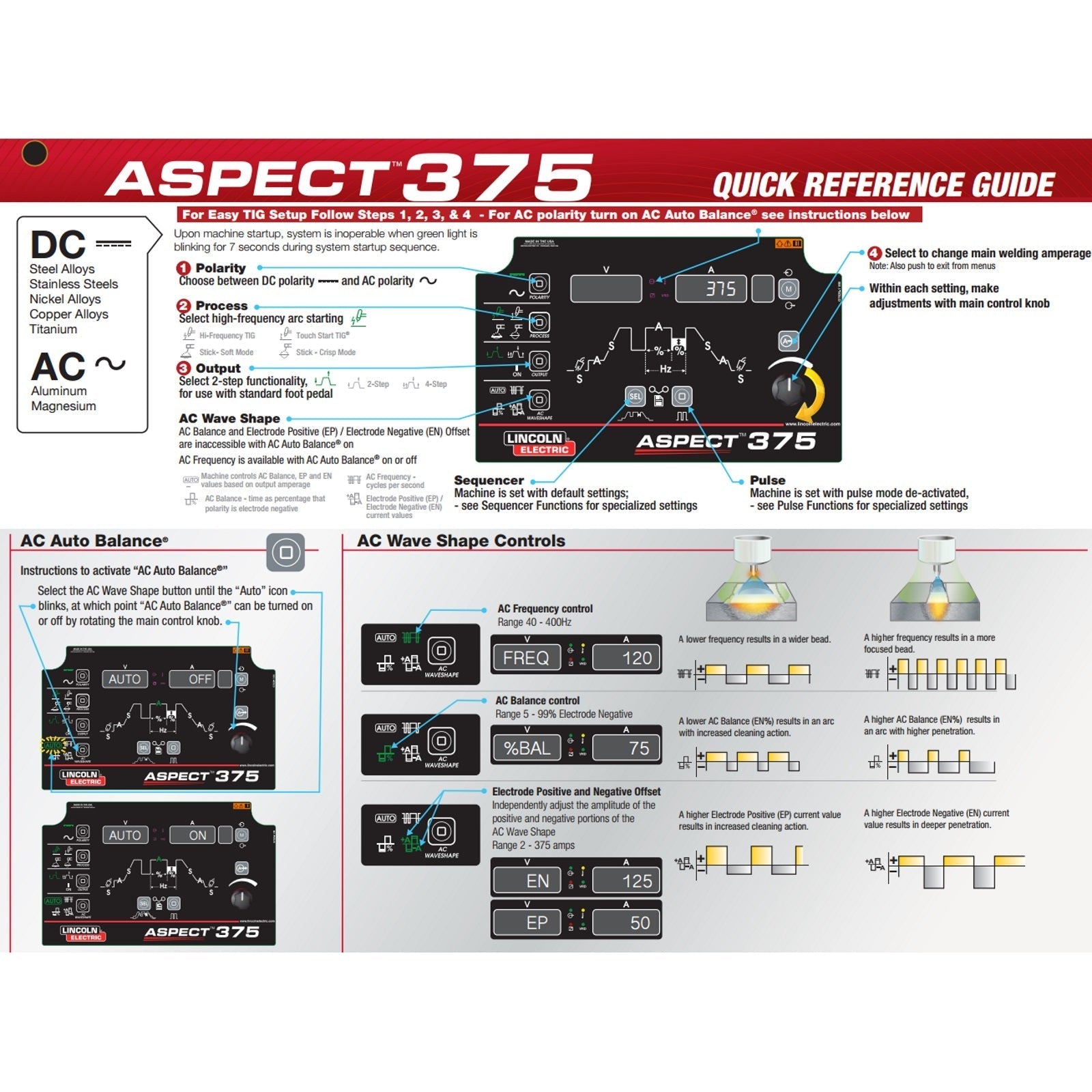 Lincoln Aspect 375 Ready-Pak AC/DC TIG Welder (K3946-2)