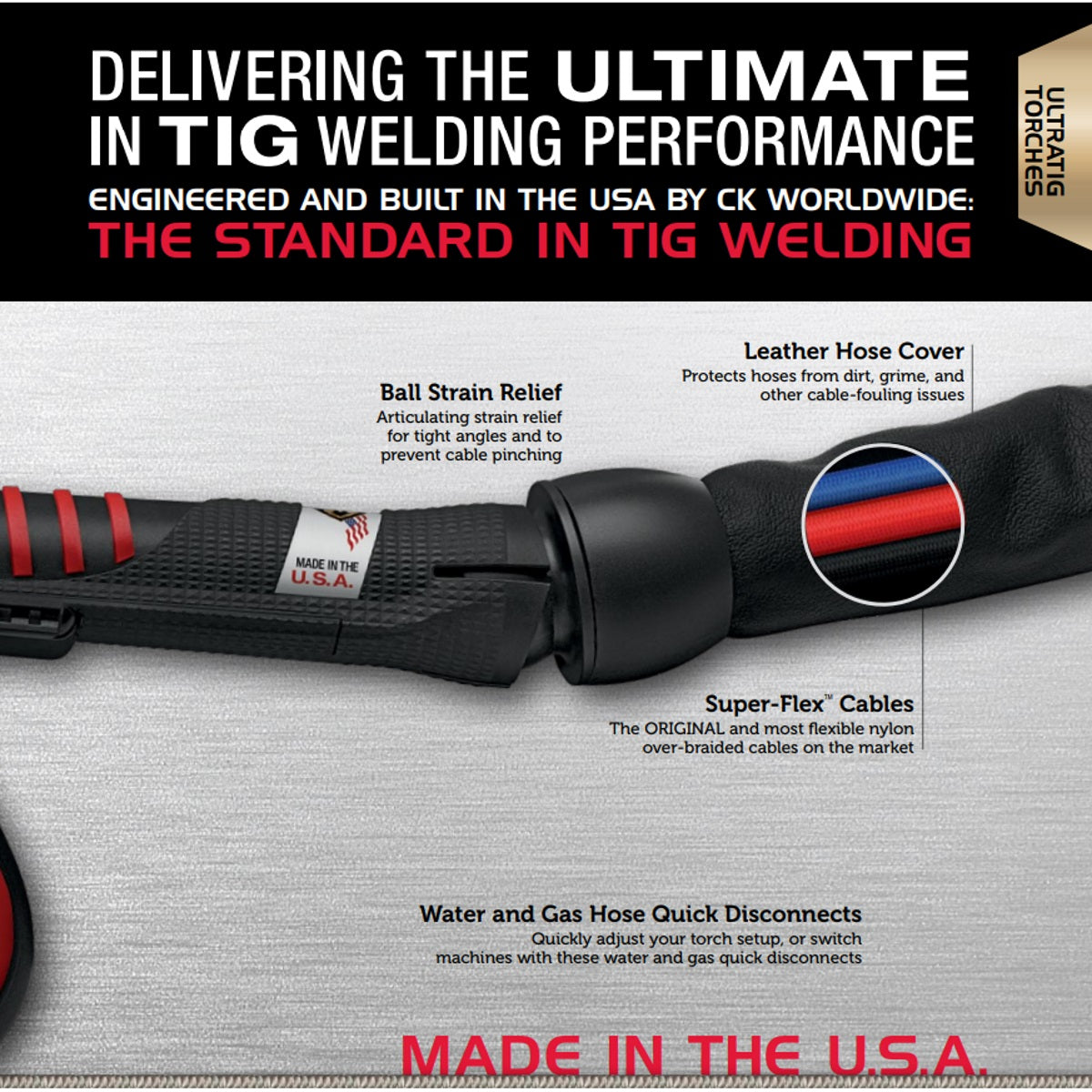 CK Worldwide Water Cooled UltraTIG Flexloc Superflex TIG Torch (USFL25XXSF)